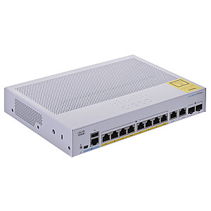 Cisco CBS350-8FP-E-2G-EU tinklo jungiklis, valdomas L2/L3 Gigabit Ethernet (10/100/1000), sidabrinis