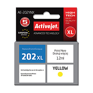 Activejet AE-202YNX rašalas Epson spausdintuvui, Epson 202XL H44010 keitimas; Aukščiausias; 12 ml; geltona