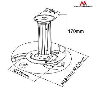 Maclean MC-515 universalus projektoriaus tvirtinimas prie lubų 10kg