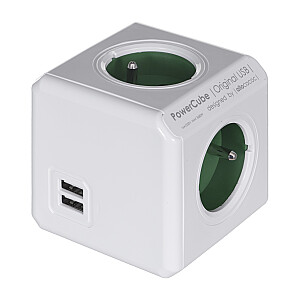 PowerCube Original 4 розетки 2x USB зеленый