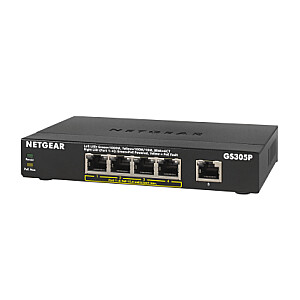 Netgear GS305Pv2 Nevaldomas Gigabit Ethernet (10/100/1000) Maitinimas per Ethernet (PoE), juodas