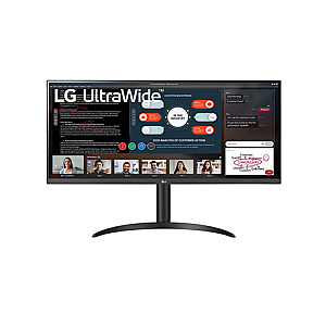 LG 34WP550-B 34 col., IPS, UltraWide Full HD, 2560 x 1080 pikselių, 21:9, 5 ms, 200 cd/m², juoda, ausinių išvestis, 75 Hz, HDMI prievadų kiekis 2