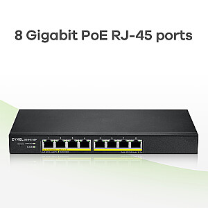 Zyxel GS1915-8EP valdomas L2 Gigabit Ethernet (10/100/1000) Maitinimas per Ethernet (PoE), juodas