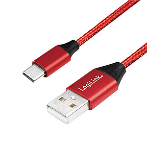 „Logilink“ USB 2.0 kabelis CU0148 1 m, raudonas, USB-A kištukas, USB-C kištukas