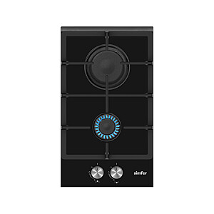 Simfer Hob H3.201.TGRSP Gas on glass, Number of burners/cooking zones 2, Mechanical, Inox/Black