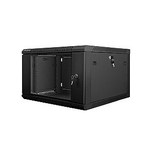 Lanberg Навесной инсталляционный шкаф-стойка 19'' 6U 600x600мм черный (стеклянная дверь)