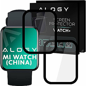 „Alogy Alogy Full Glue“ 2x lankstus 3D stiklas, skirtas „Xiaomi Mi Watch“ (kiniška versija) juodas, universalus