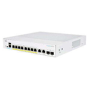 Cisco CBS250-8PP-E-2G-EU tinklo jungiklis, valdomas L2/L3 Gigabit Ethernet (10/100/1000), sidabrinis