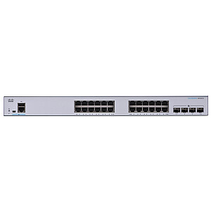 Cisco CBS350-24T-4X-EU tinklo jungiklis, valdomas L2/L3 Gigabit Ethernet (10/100/1000) Sidabrinis