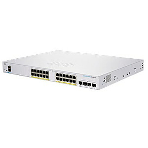 Cisco CBS350-24FP-4G-EU tinklo jungiklis, valdomas L2/L3 Gigabit Ethernet (10/100/1000), sidabrinis