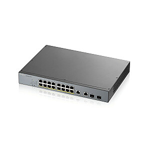Tinklo jungiklis Zyxel GS1350-18HP-EU0101F Valdomas L2 Gigabit Ethernet (10/100/1000) Maitinimas per Ethernet (PoE) Pilka
