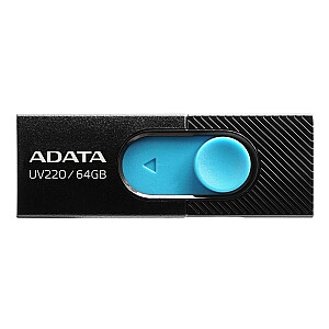 USB atmintinė ADATA UV220 64GB USB Type-A 2.0 juoda, mėlyna