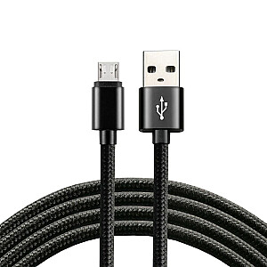 Кабель everActive micro USB 1м - Черный, в оплетке, быстрая зарядка, 2,4А - CBB-1MB