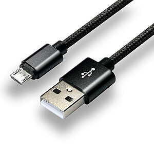 everActive micro USB kabelis 1m - Juodas pintas greitas įkrovimas 2,4A - CBB-1MB