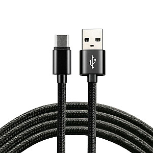 everActive USB-C kabelis 1m – juodas pintas greitas įkrovimas 3A – CBB-1CB