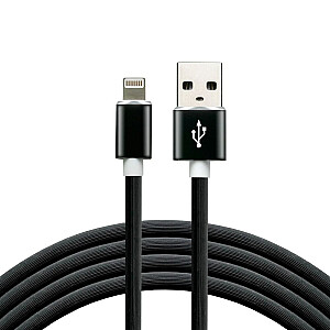 Кабель everActive USB Lightning 1м - Черный, силикон, быстрая зарядка, 2,4А - CBS-1IB