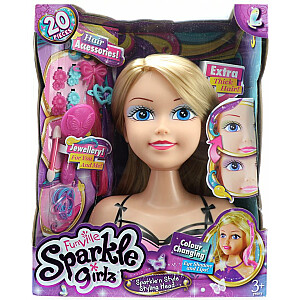 SPARKLE GIRLZ lėlės galva šukuosenoms su spalvą keičiančiomis akimis, 10029/10097