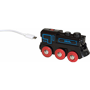 BRIO RAILWAY traukinys su pakraunamu varikliu ir USB kabeliu, 33599