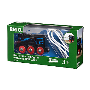 BRIO RAILWAY traukinys su pakraunamu varikliu ir USB kabeliu, 33599