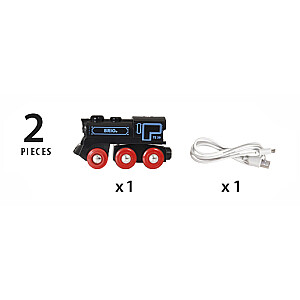 BRIO RAILWAY traukinys su pakraunamu varikliu ir USB kabeliu, 33599