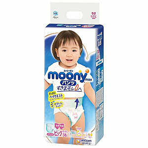 Японские подгузники-трусики Moony BIG 12-22 кг, для девочек, 38 шт.