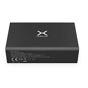 KRUX 4x USB sieninis įkroviklis, 1x USB Type C, QC 3.0 60W + laido laikiklis