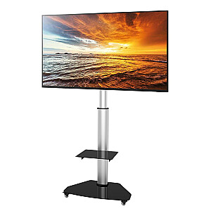 Techly grindų stovas su lentyna televizoriaus vežimėliu LCD/LED/Plasma 37-70" sidabro