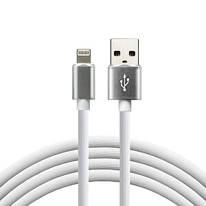 everActive USB Lightning Cable 1m – baltas, silikoninis, greitas įkrovimas, 2.4A – CBS-1IW