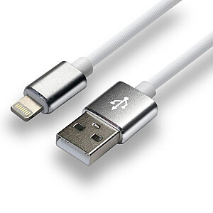 everActive USB Lightning Cable 1m – baltas, silikoninis, greitas įkrovimas, 2.4A – CBS-1IW