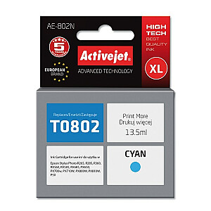 Activejet AE-802N rašalas Epson spausdintuvui, Epson T0802 pakeitimas; Aukščiausias; 13,5 ml; mėlyna