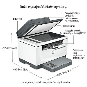 Принтер HP LaserJet MFP M234sdn, черно-белый, принтер для малого офиса, печать, копирование, сканирование, сканирование в электронную почту; Сканировать в PDF; Компактный размер; Энергетически эффективный; Быстрая двусторонняя печать; АПД на 40 листов