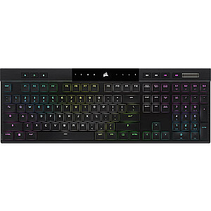 CORSAIR K100 RGB AIR belaidė itin plona mechaninė žaidimų klaviatūra RGB LED apšvietimas CHERRY ULP Tactile Black (CH-913A01U-NA)