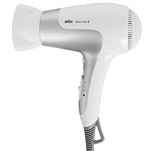 Braun Hair Dryer Satin Hair 5 HD 580 2500 W, Temperatūros nustatymų skaičius 3, Jonų funkcija, Balta/sidabrinė