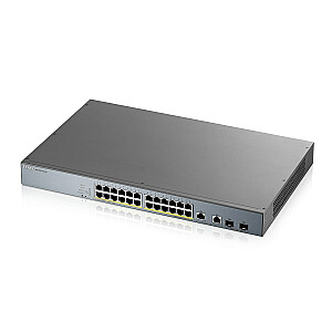 „Zyxel“ tinklo jungiklis GS1350-26HP-EU0101F Valdomas L2 Gigabit Ethernet (10/100/1000) Pilkas maitinimo per Ethernet (PoE)