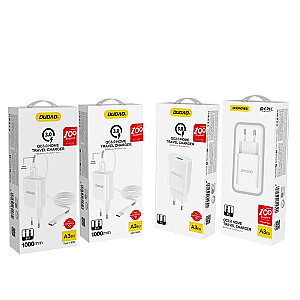Dudao Home Travel EU Adapter USB sieninis įkroviklis 5V/2.4A QC3.0 Quick Charge 3.0 baltas (A3EU baltas)