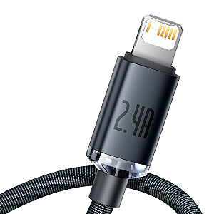 Baseus Crystal USB į Lightning kabelis, 2,4A 2m juodas