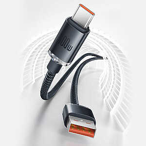 Baseus Crystal Shine serijos greito įkrovimo laidas USB / USB Type A - USB Type C 100W 2m juodas