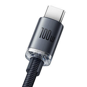 Baseus Crystal Shine serijos greito įkrovimo laidas USB / USB Type A - USB Type C 100W 2m juodas