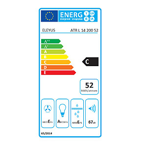 ELEYUS HOOD ATR L 14 200 52 BL Built under Black 52 cm 424 m3/h