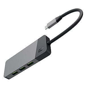 GREEN CELL HUB АДАПТЕР USB-C GC CONNECT 7W1 (3XUSB 3.1, HDMI 4K 60 Гц, USB-C PD 85 Вт, MICROSD/SD)