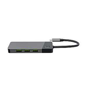 GREEN CELL HUB АДАПТЕР USB-C GC CONNECT 7W1 (3XUSB 3.1, HDMI 4K 60 Гц, USB-C PD 85 Вт, MICROSD/SD)