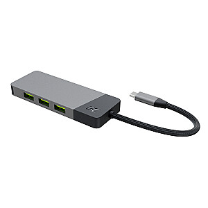 GREEN CELL HUB АДАПТЕР USB-C GC CONNECT 7W1 (3XUSB 3.1, HDMI 4K 60 Гц, USB-C PD 85 Вт, MICROSD / SD)