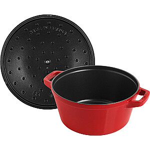 2 ketaus indų rinkinys su dangčiu STAUB 40508-384-0 - raudonas 24 cm