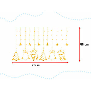 RoGer LED гирлянда шторы Северный олень 138 LED / теплый белый / 2.5m