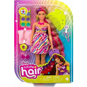 Lėlė Lalka Barbie Barbie Mattel Barbie Totally Hair (brunetė) suknele su gėlių raštu