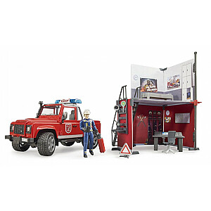 BRUDER gaisrinė stotis su Land Rover Defender ir ugniagesiu, 62701