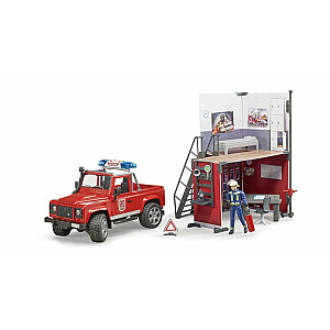 BRUDER gaisrinė stotis su Land Rover Defender ir ugniagesiu, 62701