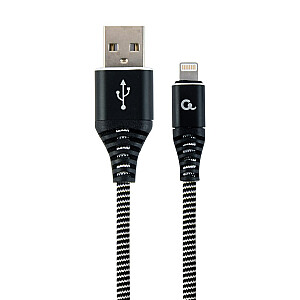 Gembird CC-USB2B-AMLM-2M-BW žaibo kabelis juodas, baltas