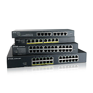 „Zyxel GS1915-24EP“ valdomas L2 Gigabit Ethernet (10/100/1000) Maitinimas per Ethernet (PoE) 1U juodas