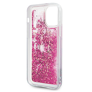 Karl Lagerfeld KLHCP12SROPI Liquid Glitter Charms dėklas, skirtas Apple iPhone 12 Mini rožinei